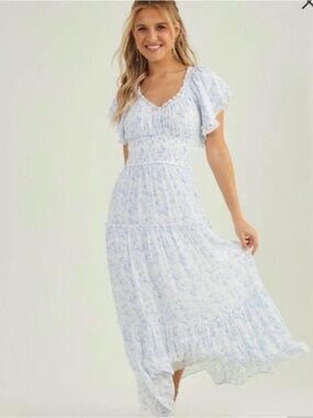 Arula Dallis Blue Floral Maxi Dress